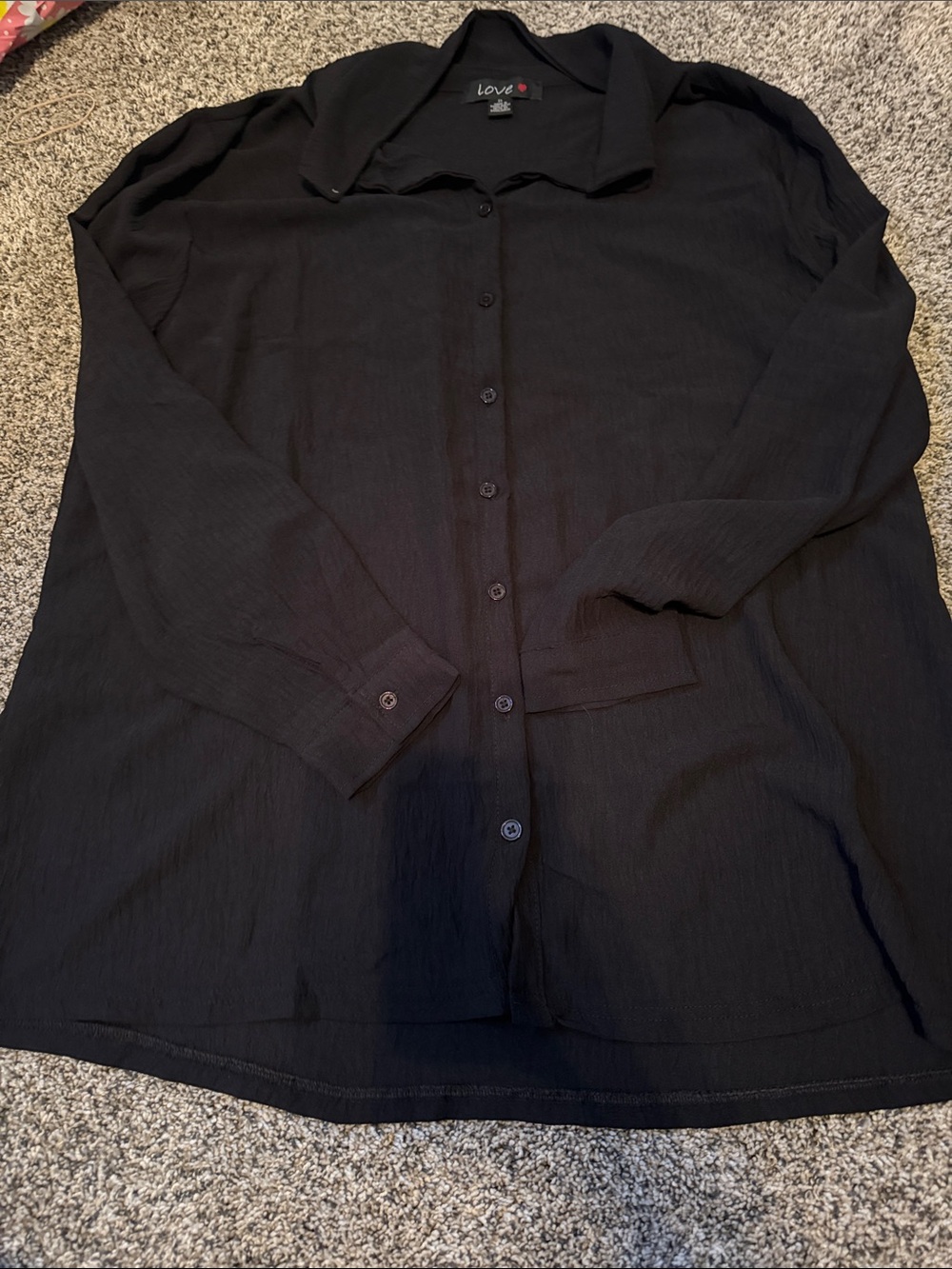 Love Black Lightweight Button-Front Shirt Jacket